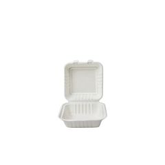 Snackstree 6"x6" Square Sugarcane Bagasse Clamshell Container Box (25 Pcs)