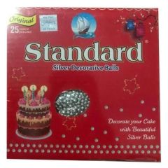 STANDARD Silver Cake decorative balls small 300g
